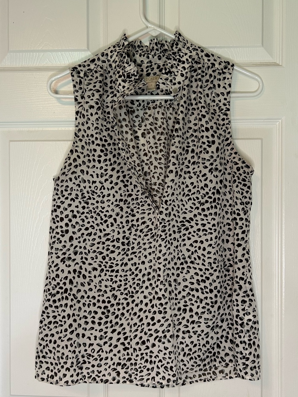 J. Crew Black and White Leopard Print Sleeveless V-Neck Camisole